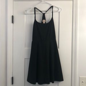 Black mini empire waist racer back dress